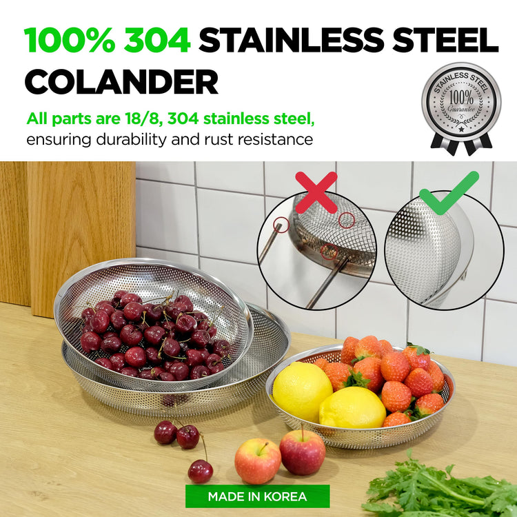 Shallow Stainless Steel Colander Set of 3