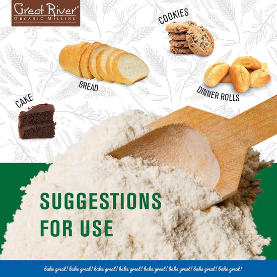 Great River Organic Milling Lily White Organic All-Purpose Flour | Unbleached & Unbromated | Non-GMO, Kosher | Ideal for Bread, Cookies, Cakes, Pizza Dough & Everyday Baking | 25 Lb - Nestoria