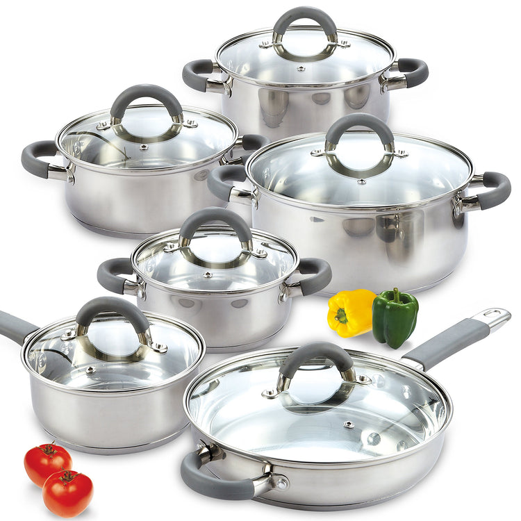 Basics Stainless Steel Cookware Sets (12 Count)