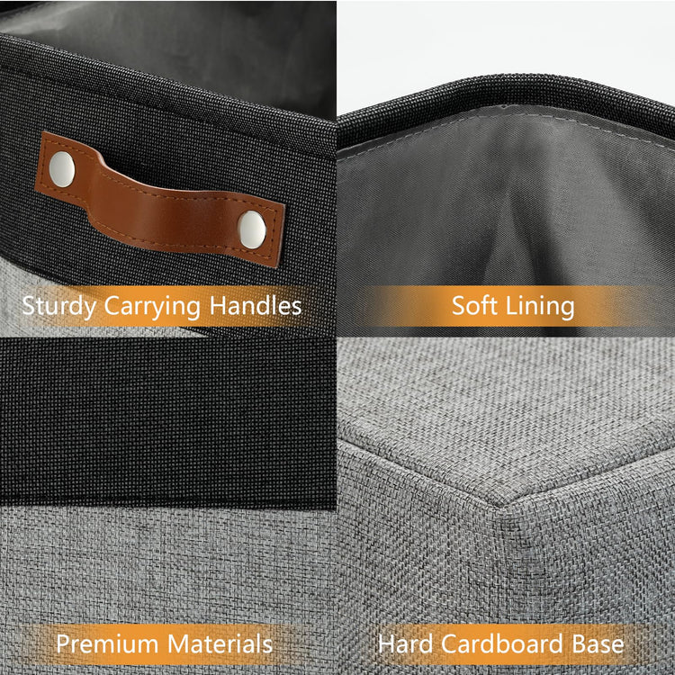 Grey Storage Baskets for Organizing 3 Pack Fabric Shelf Baskets for Gifts Empty Large Storage Organizer for Closet (3 Count)