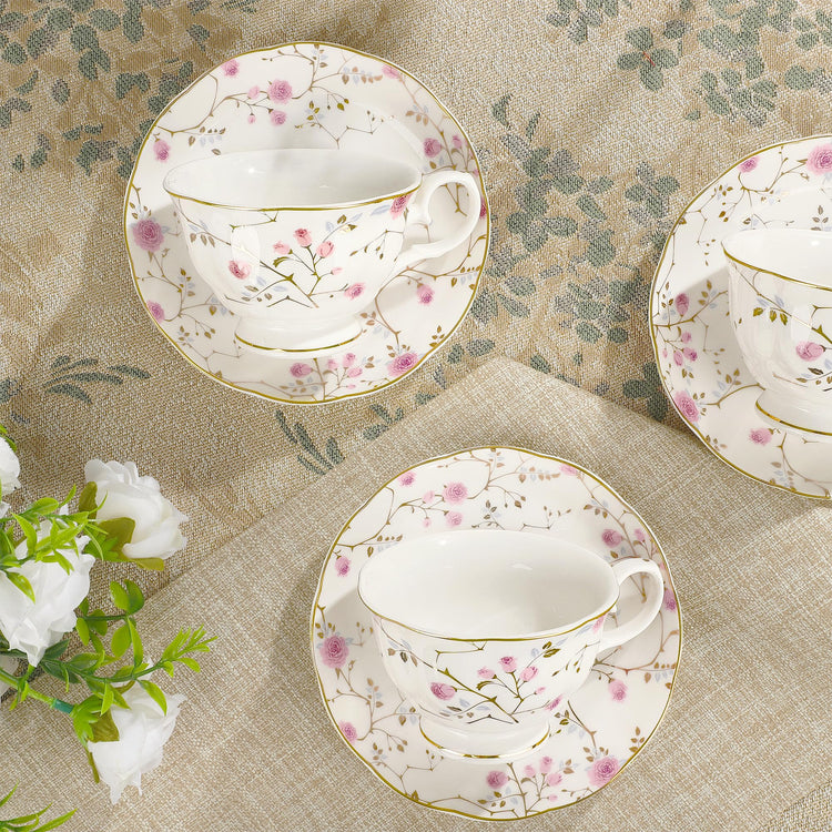 21 Piece English Gold Vine Floral Bone China Tea Sets