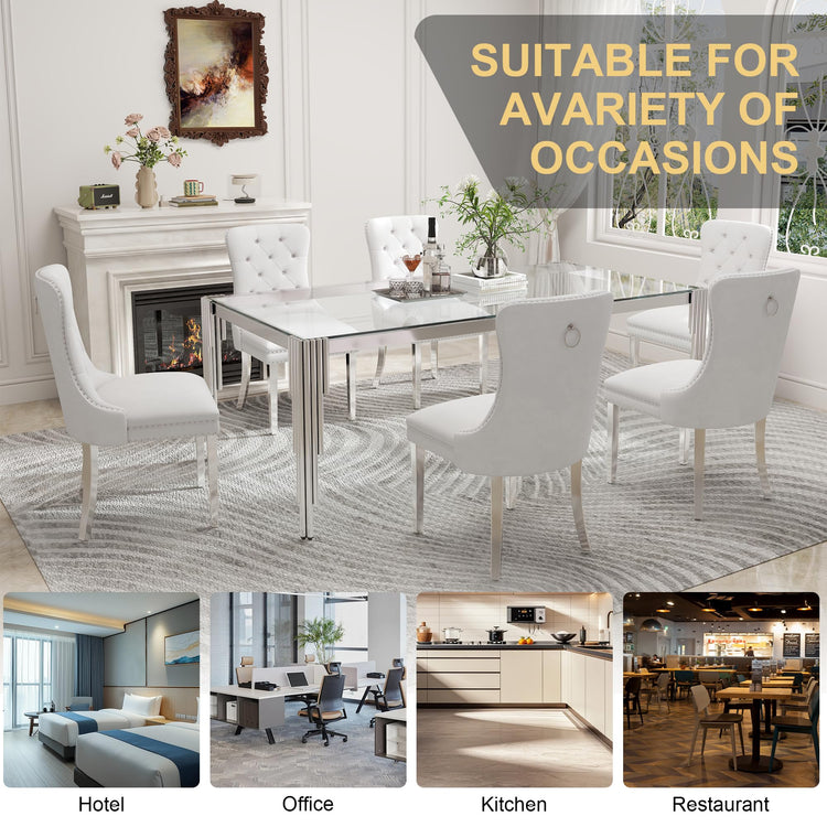 78'' Modern Glass Dining Table for 6