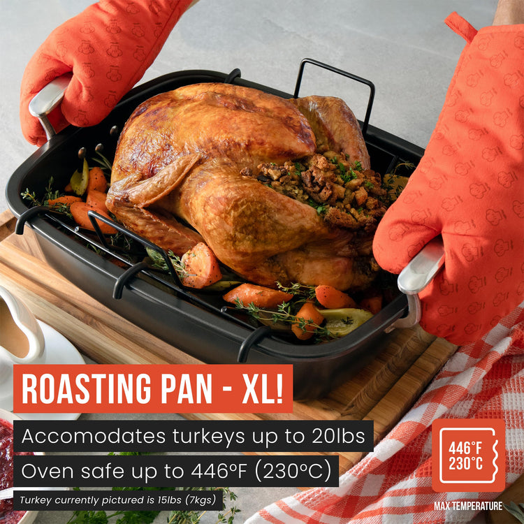 Deluxe Large Carbon Steel Roasting Pan with U
