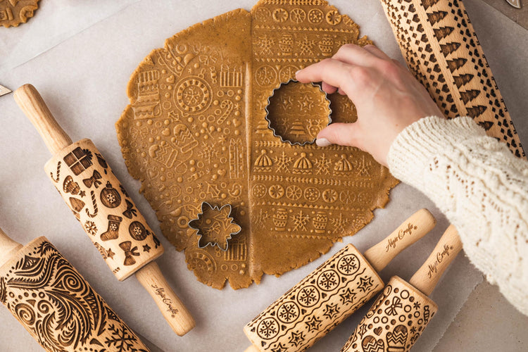 Embossing Rolling Pin GINKGO with Ginkgo Biloba Leaves Pattern