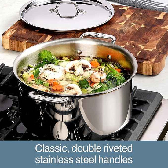 All-Clad D3 3-Ply Stainless Steel Cookware Set 10 Piece, Induction, Oven Broiler Safe 600F, Kitchen Cooking Set w/ Frying Pans, Saucepans, Saute Pan, Stockpot and Soup Pot, Pots and Pans, Silver
