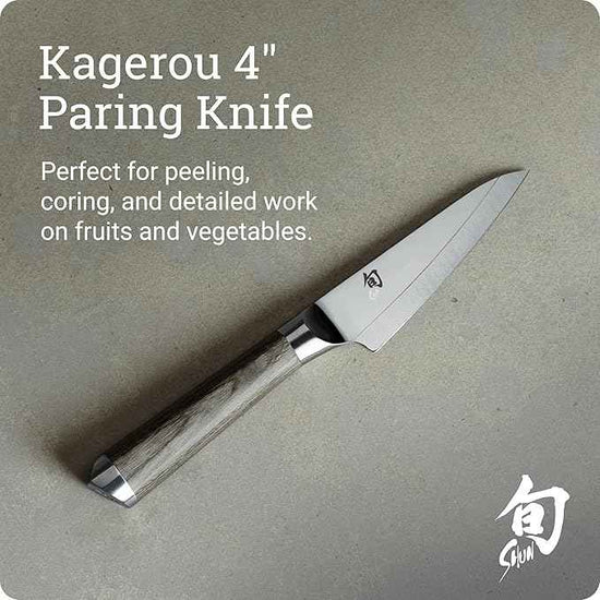 Shun Cutlery Kagerou Paring Knife 4 Inch, Small, Sharp, Nimble Cooking Knife for Peeling, Coring, Trimming and More, Precise Cutting Knife, Handcrafted Japanese Kitchen Knife