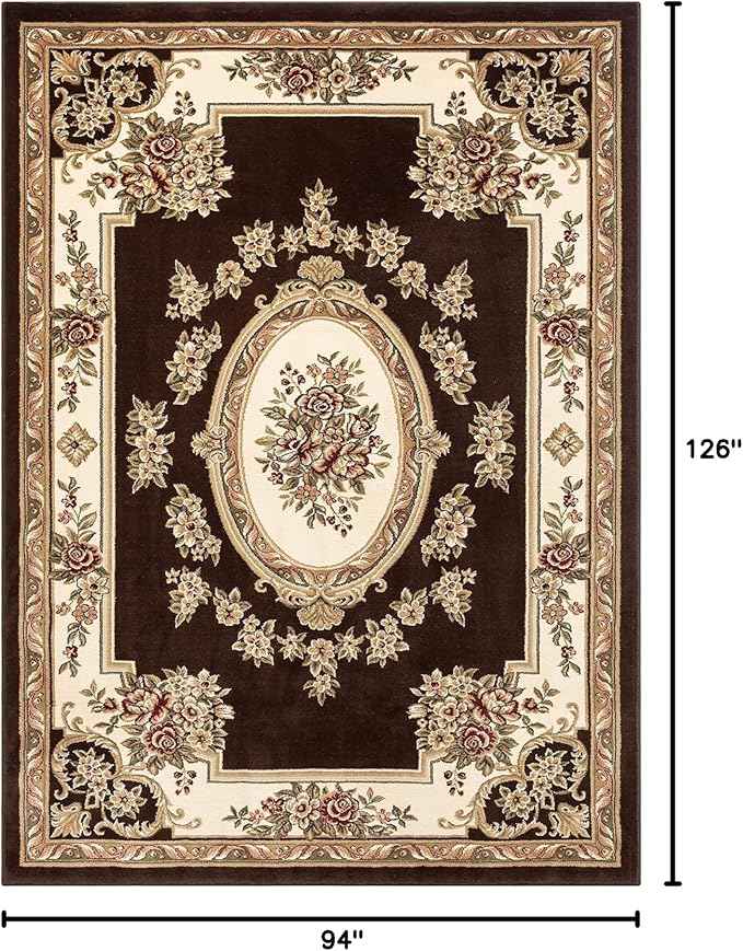 Pastoral Medallion Brown French (7'10'' x 10'6") Area Rug European Floral Formal Traditional Area Rug Easy Clean Shed Free Modern Classic Contemporary Thick Soft Plush Living Dining Room Rug