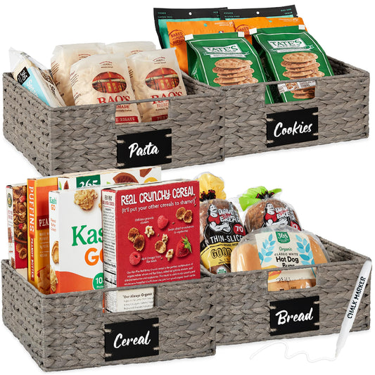 Set of 4 13x12in Water Hyacinth Pantry Baskets (4 Count)