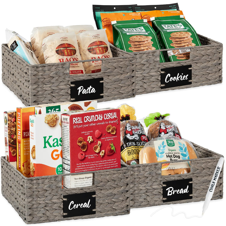 Set of 4 13x12in Water Hyacinth Pantry Baskets (4 Count)