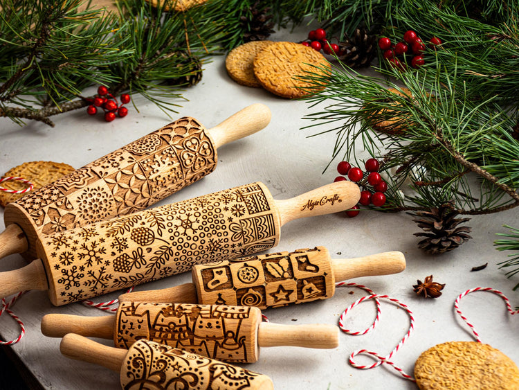 WINTER Embossing Rolling Pin for Christmas Cookies