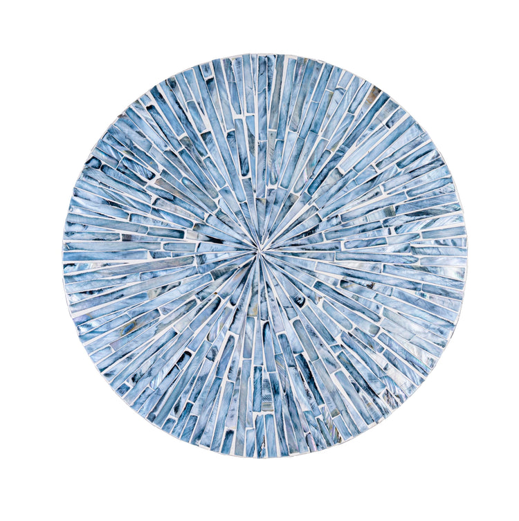 12.6” Handcrafted Mother of Pearl Blue Starburst Lazy Susan