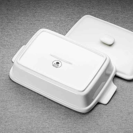 MALACASA 3.4 Quart Baking Dish With Lid, Porcelain Casserole dish with Lid, 13 x 9 Lasagna Pan Deep with Lid, Rectangular Bakeware With Handle, Microwave, Oven Safe, White, Series BAKE