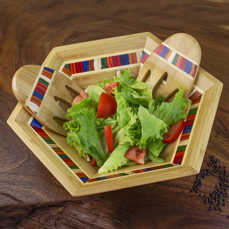 Baltique Marrakesh Collection 14" Salad Serving Bowl with Salad Hands