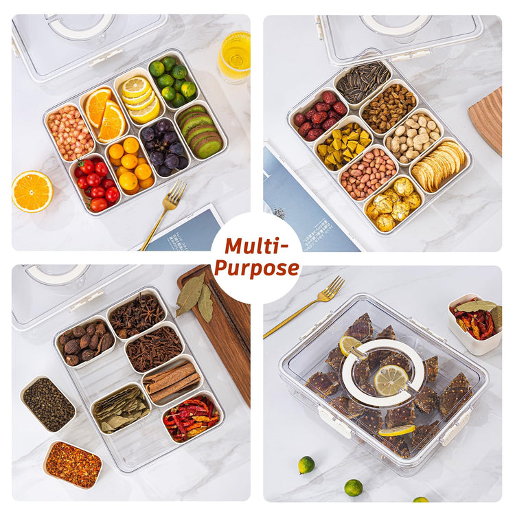 Divided Serving Tray with Lid and Handle