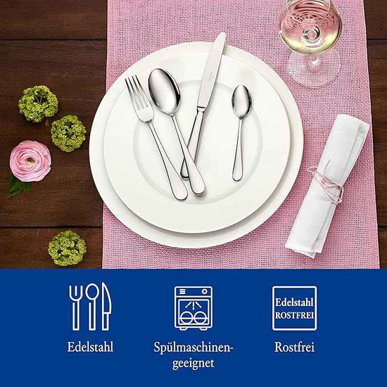 Villeroy & Boch – Oscar Cutlery Set 24 Pieces for 6 People, Dishwasher Safe, Rustproof, Knife, Fork, Spoon, Luxury Cutlery Set, Dinner, 18/10 Stainless Steel