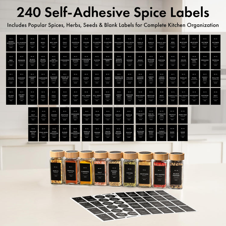 Glass Spice Jars with Label (24 Count)