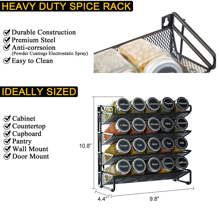 Spice Rack Organizer with 20 Spice Jars (20 Count)