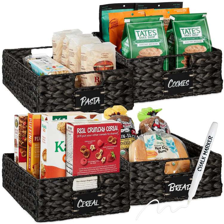 Set of 4 16x12in Large Water Hyacinth Pantry Baskets (4 Count)