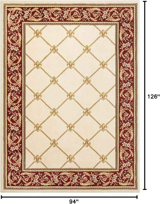 Well Woven Timeless Collection Fleur De Lis Ivory 8x10 Luxurious Traditional French Aubusson Oriental Area Rug Perfect for Living Room Bedroom or Dining Room Easy-to-Clean Durable Design