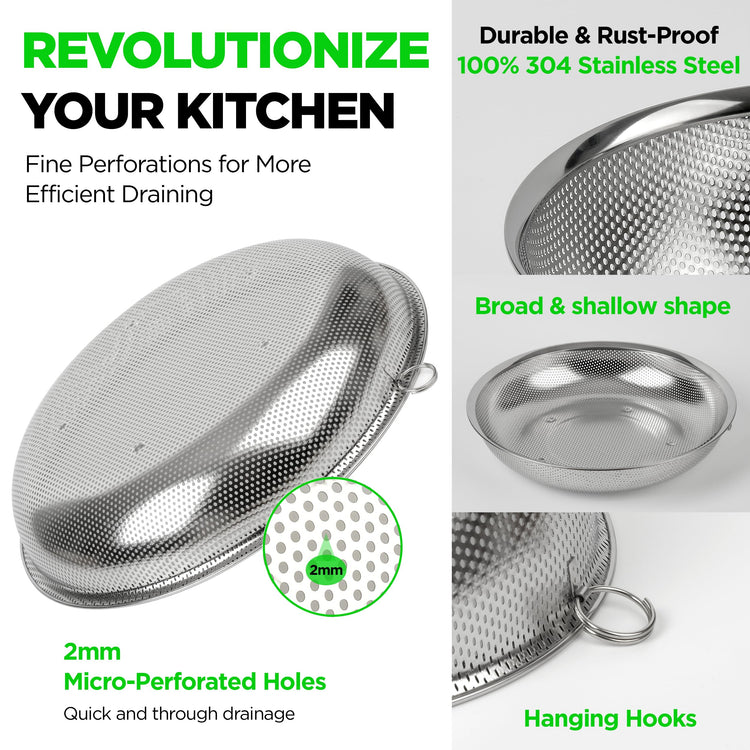 Shallow Stainless Steel Colander Set of 3