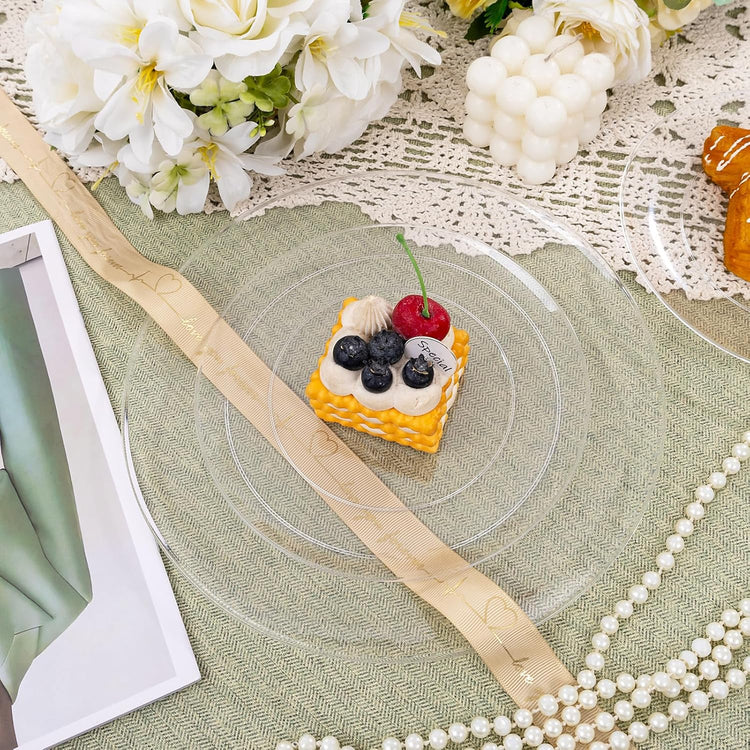 KIRE 60PCS Clear Plastic Plates - Heavy Duty Clear Disposable Plates for Party/Wedding - Include 30Pieces 10.25inch Dinner Plates and 30Pieces 7.5inch Dessert/Salad Plates