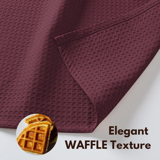 Native Fab Cotton Kitchen Towel with Hanging Loop 16x26 inches, 12-Pack, Waffle Weave Kitchen Towels for Cleaning Drying, Washcloths Soft & Absorbent Cloth Rags, Bar Towel, Dish Cloth, Burgundy Wine - Nestoria