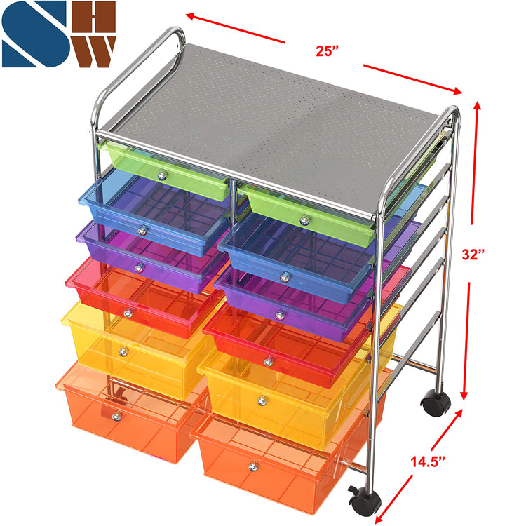 12 Drawers Rolling Utility Cart Organizer