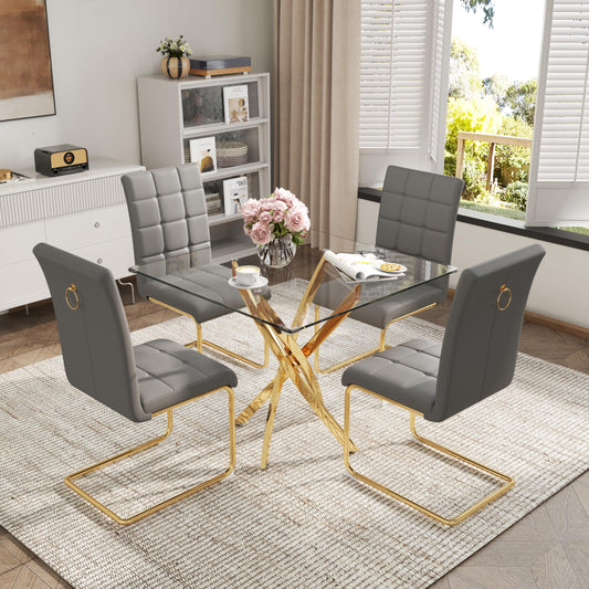 5 Piece Square Glass Dining Table Set (5 Count)
