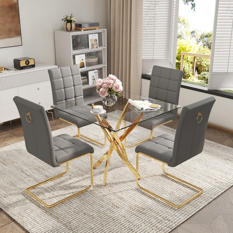 5 Piece Square Glass Dining Table Set (5 Count)