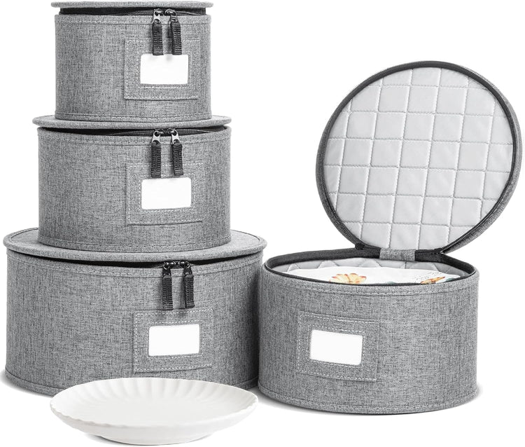storageLAB China Storage Containers, Containers for Organizing, Hard Shell Case, Felt Plate Dividers, Moving Supplies, Storage Box, Wine, Dishes, Glasses Storage, Charger Plates Storage Containers