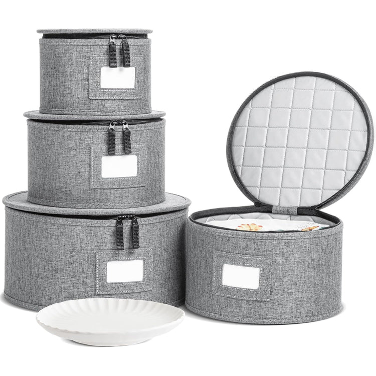 4 Piece Quilted China Plate Storage Set