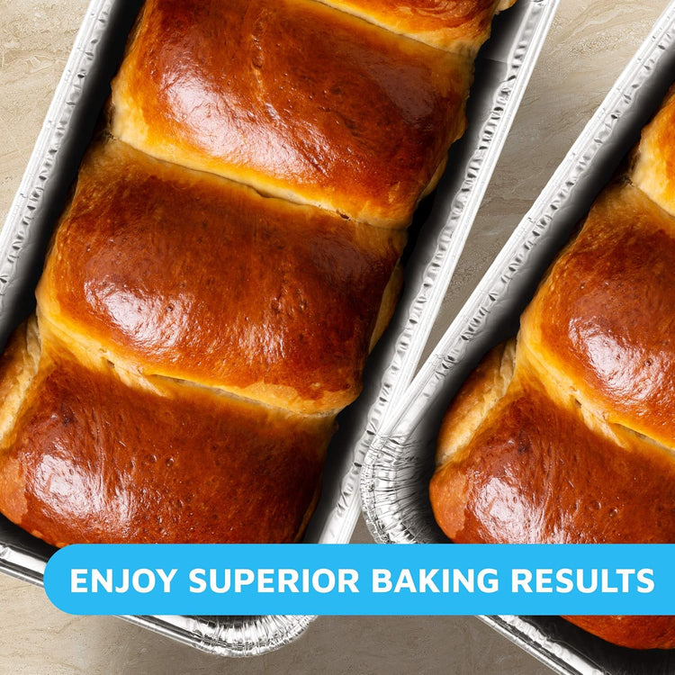 MontoPack Aluminum Disposable Loaf Pans | Deep Standard Size 6" x 3.5" Extra Thick Foil Bread Containers for Baking, Food Storage & Takeout | Eco-Friendly & Recyclable | Bulk 50-Pack 2 Pound Trays