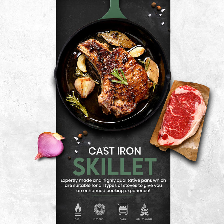 Cast Iron Skillet Set 3 Piece 6 8 10 Inch PFAS (3 Count)
