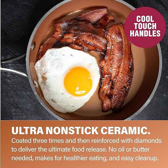 Gotham Steel Hammered 15 Pc Ceramic Cookware Set, Induction Pots and Pans Set Non Stick with Cooking Utensils & Steamer, Non Toxic Ceramic & Titanium Coating PFOA PFOS Free, Oven & Dishwasher Safe