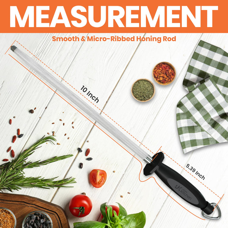 Knife Sharpener Rod 10 Inch Honing Rod for Sharpening