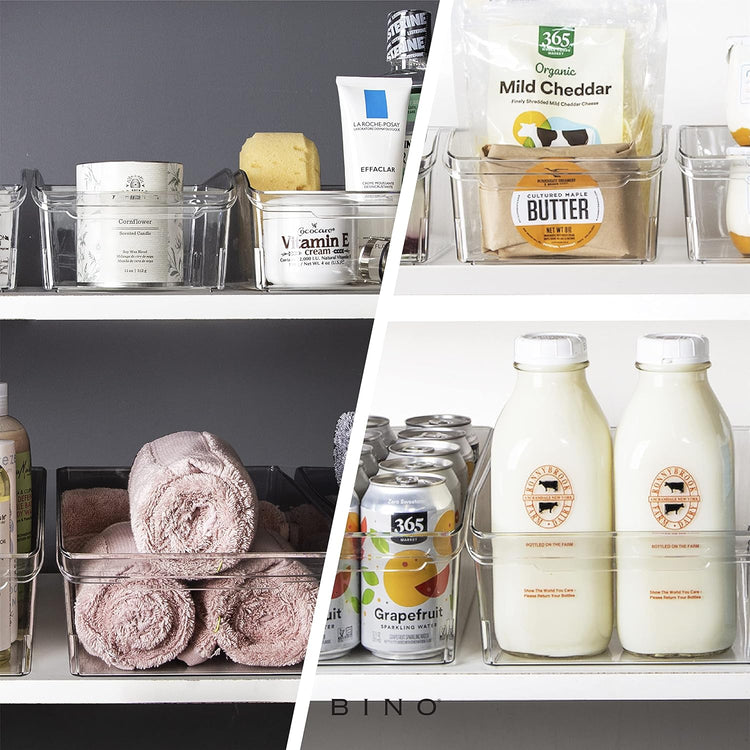 BINO | Plastic Storage Bins, X-Large | THE CURVE COLLECTION | Multi-Use Organizer Bins | Built-In Handle | BPA-Free | Pantry Organization | Home Organization | Fridge and Freezer Organizer