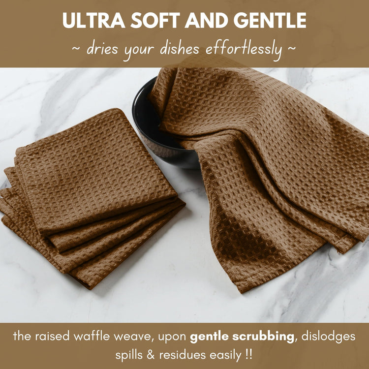 Cotton Dish Towel 4 Pack Waffle Weave Tea Towels for Cleaning Drying (4 Count)