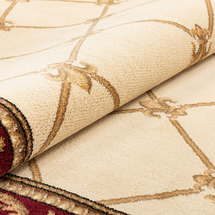 Timeless Collection Fleur De Lis Ivory 8' Foot Round Luxurious Traditional French Aubusson Oriental Area Rug Perfect for Living Room Bedroom or Dining Room Easy