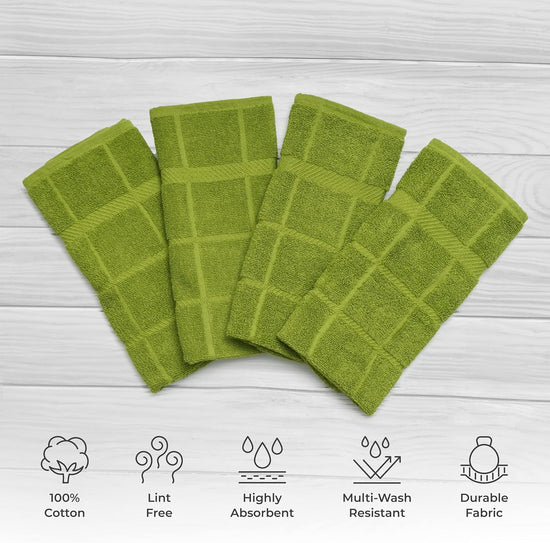 100% Cotton Terry Dish Towels, 4 Pack Plain, 16 x26 Inches, Super Soft and Absorbent Kitchen Towels, Perfect for Kitchen Cleaning and Dish Washing | Green - Nestoria