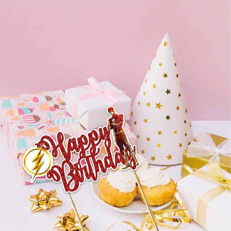 Flsh Happy Birthday Cake Topper - Birthday Decorations.