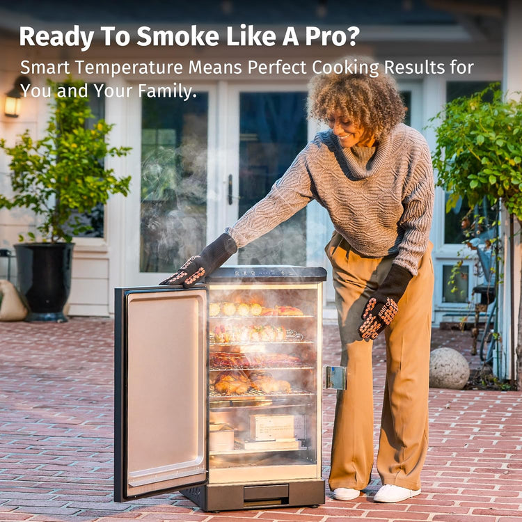 EAST OAK Ridgewood 30" Electric Smoker, Smoker with Side Wood Chip Loader, 725 Sq Inches of Cooking, Digital Control, 4 Removable Racks, Outdoor Kitchen, Night Blue