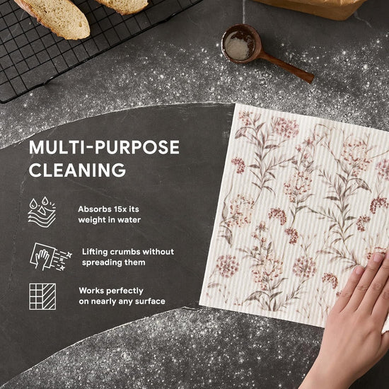 RECYCO Swedish Dishcloths for Kitchen | 4 Pack Oversized Washable Dish Rags | Large Cellulose Reusable Cleaning Paper Towels | Absorbent Counter Dish Cloth Sponge XL Kitchen Wipes, 12" L x 10" W - Nestoria