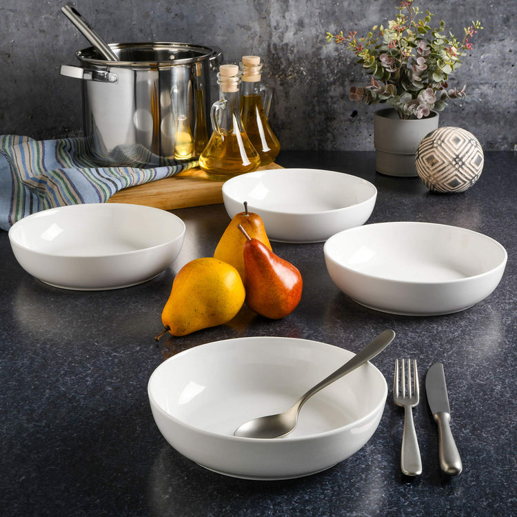 Zen Buffet 4 Piece 41oz Salad Bowls Porcelain Ceramic Chip and Scratch Resistant Pasta Bowl (4 Count)