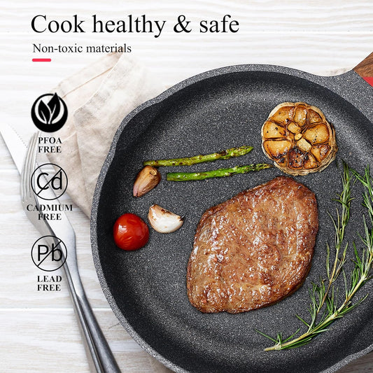 Vinchef Nonstick Frying Pan Anti Scratch,12.5 Inch Skillet Cast Aluminum Cookware, Induction Compatible - Nestoria