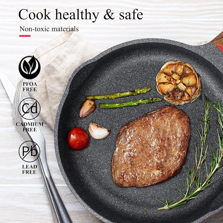 Vinchef Nonstick Frying Pan Anti Scratch,12.5 Inch Skillet Cast Aluminum Cookware, Induction Compatible - Nestoria