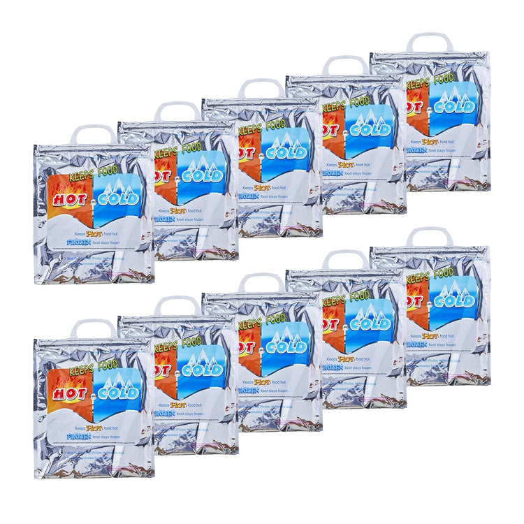Superio Hot and Cold Insulated Bags for Food Delivery, Grocery Shopping Bags, Food Storage for Hot and Frozen Food for Travel, Disposable Cooler Bag, Reinforced Thermal Lunch Bag (10, 12"x13.5")