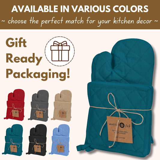 Pot Holders and Oven Mitts Sets for Kitchen Heat Resistant