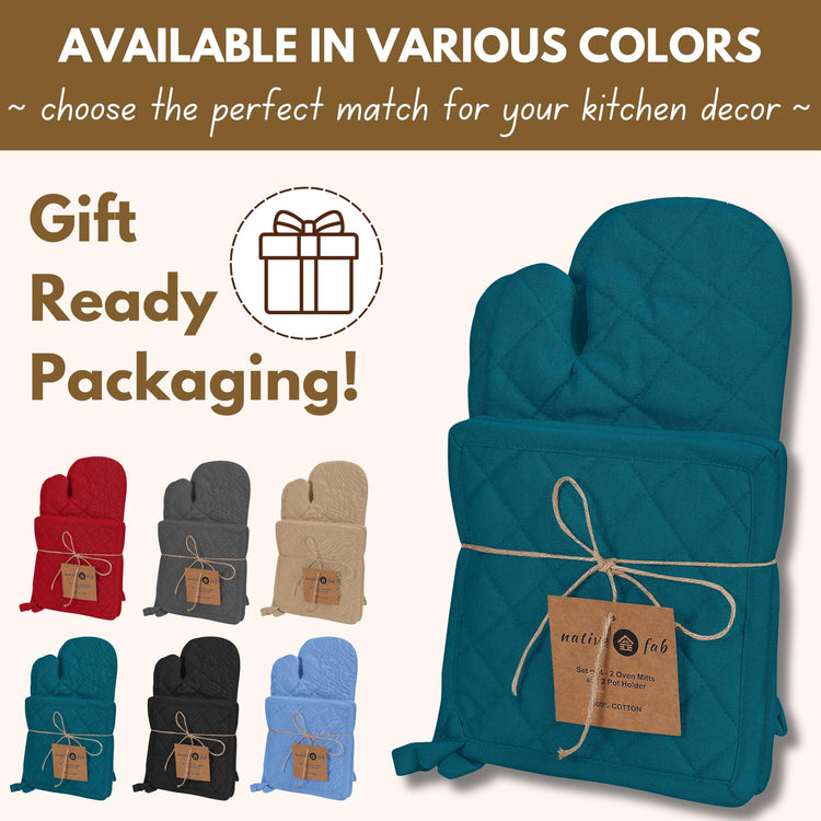 Pot Holders and Oven Mitts Sets for Kitchen Heat Resistant