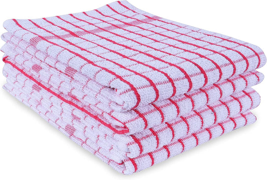 AMOUR INFINI Kitchen Towels Set of 4 - Highly Absorbent, Super Soft Terry Cotton 20x28 Inch Dish Towels with Hanging Loop - Hand & Tea Towels for Cleaning & Drying Dishes (Pink) - Nestoria