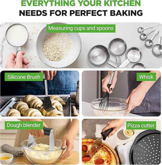 NutriChef 42-Piece Ultimate Nonstick Bakeware Set - Carbon Steel Baking Pans, Everyday Baking Tools, Oven Mitts, & More - Ideal for Baking Delicious Savory & Sweet Treats - Complete Set for Bakers
